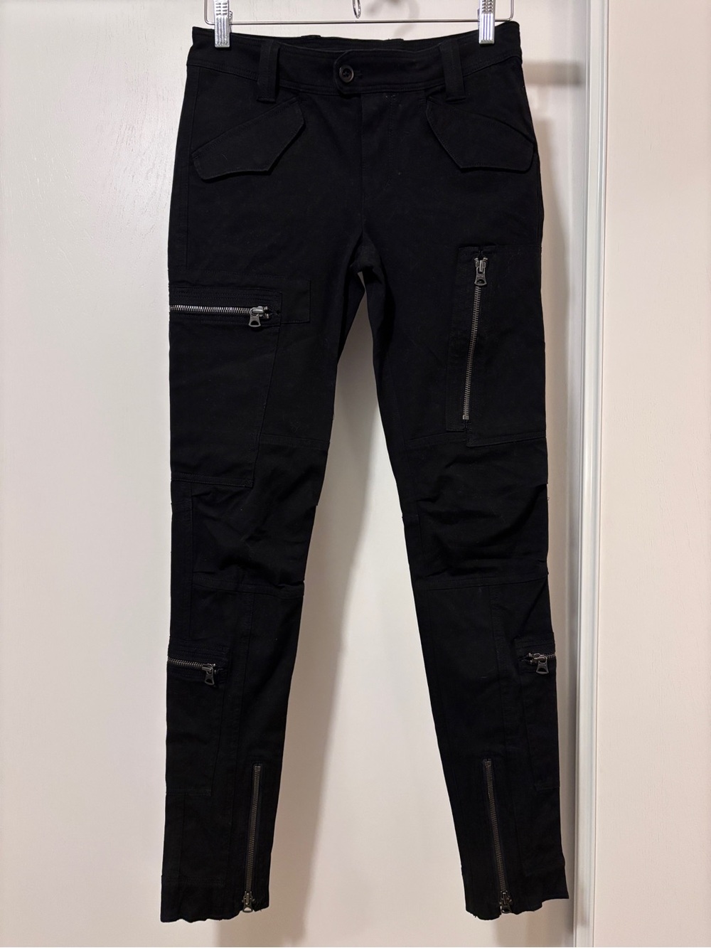 Archival Ralph Lauren Womens Cargo Skinny Pants Size 4 Zippers Punk Goth Utility